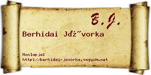Berhidai Jávorka névjegykártya